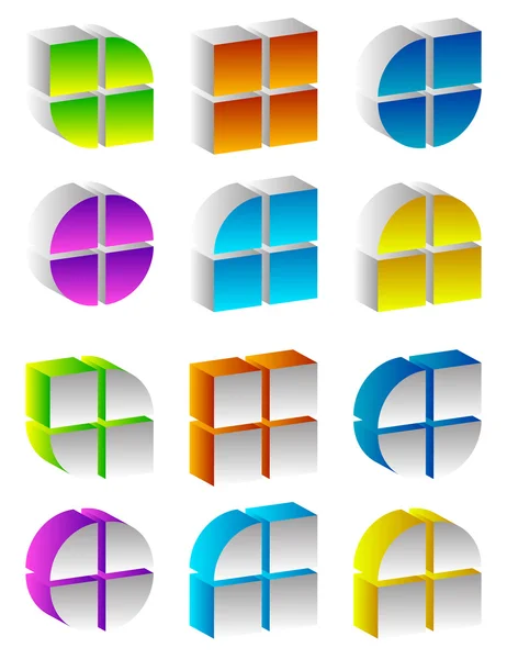 Prostorové barevné 3d tvary — Stockový vektor