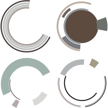 Siber-siber punk, bilim-kurgu geometrik daireler, halkalar. Yüksek teknoloji HUD elementleri. Eşmerkezli, tekno için döner daireler, teknoloji teması. Dairesel, yuvarlak tasarım elementleri