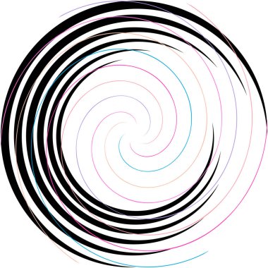 Soyut sarmal, girdap, dönme vektörü örtüşüyor. Volute, helix, koklear vertigo dairesel, geometrik çizim. Soyut çember