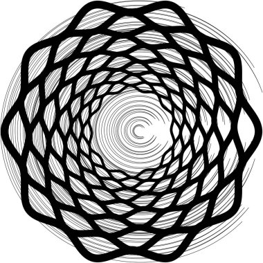 Soyut sarmal, girdap, dönme vektörü örtüşüyor. Volute, helix, koklear vertigo dairesel, geometrik çizim. Soyut çember