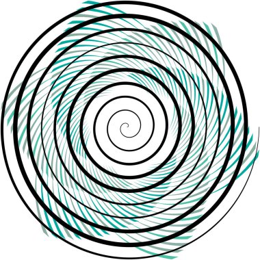 Soyut sarmal, girdap, dönme vektörü örtüşüyor. Volute, helix, koklear vertigo dairesel, geometrik çizim. Soyut çember