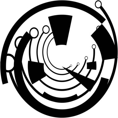 Soyut sarmal, girdap, dönme vektörü örtüşüyor. Volute, helix, koklear vertigo dairesel, geometrik çizim. Soyut çember