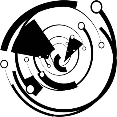 Soyut sarmal, girdap, dönme vektörü örtüşüyor. Volute, helix, koklear vertigo dairesel, geometrik çizim. Soyut çember
