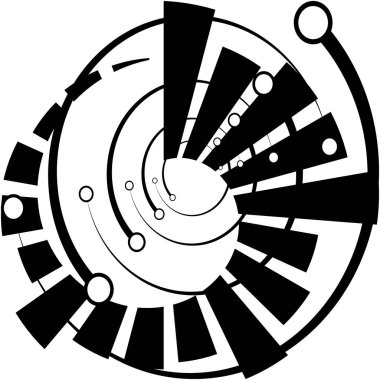 Soyut sarmal, girdap, dönme vektörü örtüşüyor. Volute, helix, koklear vertigo dairesel, geometrik çizim. Soyut çember