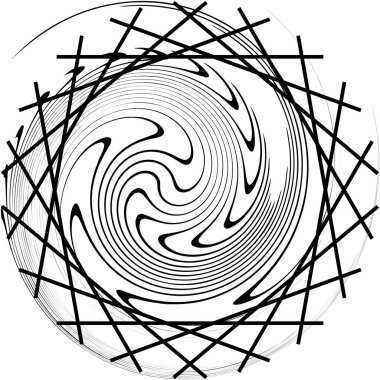 Soyut sarmal, girdap, dönme vektörü örtüşüyor. Volute, helix, koklear vertigo dairesel, geometrik çizim. Soyut çember