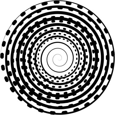 Soyut sarmal, girdap, dönme vektörü örtüşüyor. Volute, helix, koklear vertigo dairesel, geometrik çizim. Soyut çember