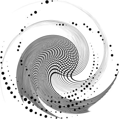 Soyut sarmal, girdap, dönme vektörü örtüşüyor. Volute, helix, koklear vertigo dairesel, geometrik çizim. Soyut çember