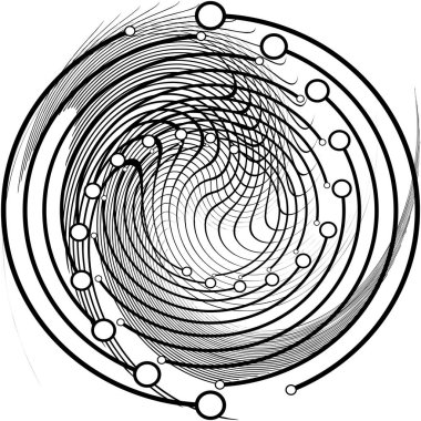 Soyut sarmal, girdap, dönme vektörü örtüşüyor. Volute, helix, koklear vertigo dairesel, geometrik çizim. Soyut çember