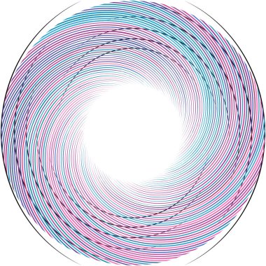 Soyut sarmal, girdap, dönme vektörü örtüşüyor. Volute, helix, koklear vertigo dairesel, geometrik çizim. Soyut çember