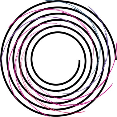 Soyut sarmal, girdap, dönme vektörü örtüşüyor. Volute, helix, koklear vertigo dairesel, geometrik çizim. Soyut çember