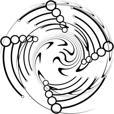 Soyut sarmal, girdap, dönme vektörü örtüşüyor. Volute, helix, koklear vertigo dairesel, geometrik çizim. Soyut çember