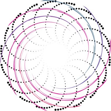 Soyut sarmal, girdap, dönme vektörü örtüşüyor. Volute, helix, koklear vertigo dairesel, geometrik çizim. Soyut çember