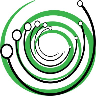 Soyut sarmal, girdap, dönme vektörü örtüşüyor. Volute, helix, koklear vertigo dairesel, geometrik çizim. Soyut çember
