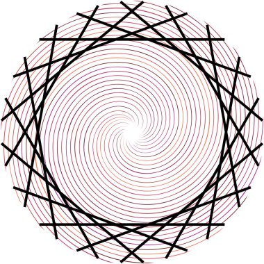Soyut sarmal, girdap, dönme vektörü örtüşüyor. Volute, helix, koklear vertigo dairesel, geometrik çizim. Soyut çember