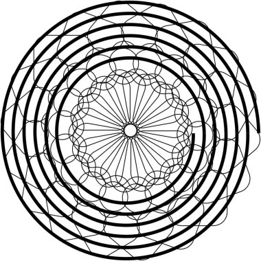 Soyut sarmal, girdap, dönme vektörü örtüşüyor. Volute, helix, koklear vertigo dairesel, geometrik çizim. Soyut çember