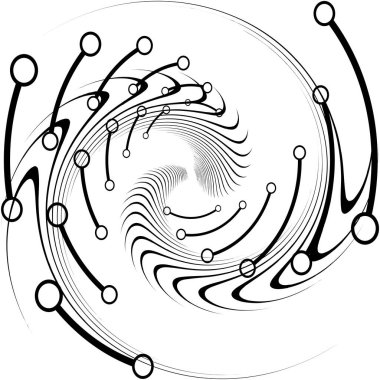 Soyut sarmal, girdap, dönme vektörü örtüşüyor. Volute, helix, koklear vertigo dairesel, geometrik çizim. Soyut çember