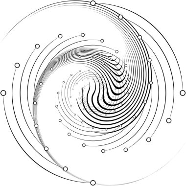 Soyut sarmal, girdap, dönme vektörü örtüşüyor. Volute, helix, koklear vertigo dairesel, geometrik çizim. Soyut çember