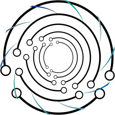 Soyut sarmal, girdap, dönme vektörü örtüşüyor. Volute, helix, koklear vertigo dairesel, geometrik çizim. Soyut çember