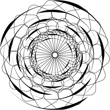 Soyut sarmal, girdap, dönme vektörü örtüşüyor. Volute, helix, koklear vertigo dairesel, geometrik çizim. Soyut çember