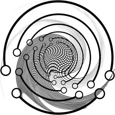 Soyut sarmal, girdap, dönme vektörü örtüşüyor. Volute, helix, koklear vertigo dairesel, geometrik çizim. Soyut çember