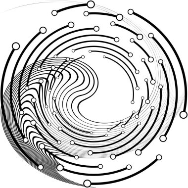 Soyut sarmal, girdap, dönme vektörü örtüşüyor. Volute, helix, koklear vertigo dairesel, geometrik çizim. Soyut çember
