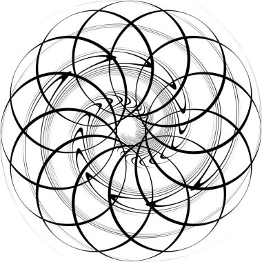 Soyut sarmal, girdap, dönme vektörü örtüşüyor. Volute, helix, koklear vertigo dairesel, geometrik çizim. Soyut çember