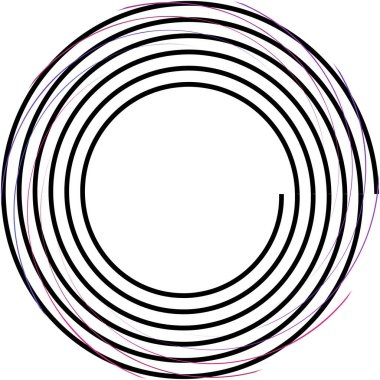 Soyut sarmal, girdap, dönme vektörü örtüşüyor. Volute, helix, koklear vertigo dairesel, geometrik çizim. Soyut çember
