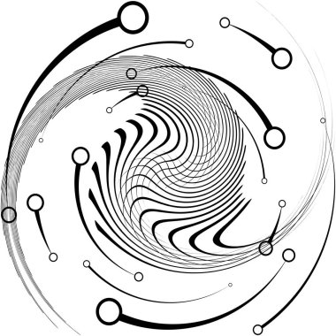 Soyut sarmal, girdap, dönme vektörü örtüşüyor. Volute, helix, koklear vertigo dairesel, geometrik çizim. Soyut çember
