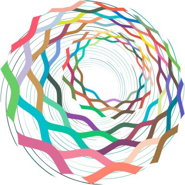 Soyut sarmal, girdap, dönme vektörü örtüşüyor. Volute, helix, koklear vertigo dairesel, geometrik çizim. Soyut çember