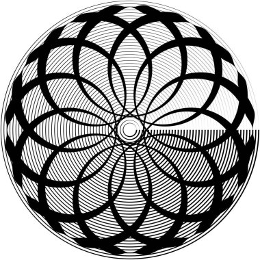 Soyut sarmal, girdap, dönme vektörü örtüşüyor. Volute, helix, koklear vertigo dairesel, geometrik çizim. Soyut çember