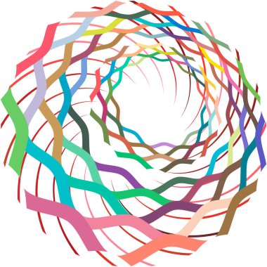 Soyut sarmal, girdap, dönme vektörü örtüşüyor. Volute, helix, koklear vertigo dairesel, geometrik çizim. Soyut çember