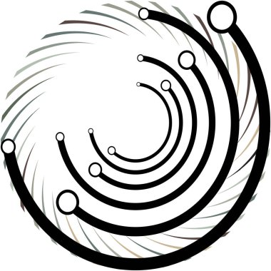Soyut sarmal, girdap, dönme vektörü örtüşüyor. Volute, helix, koklear vertigo dairesel, geometrik çizim. Soyut çember