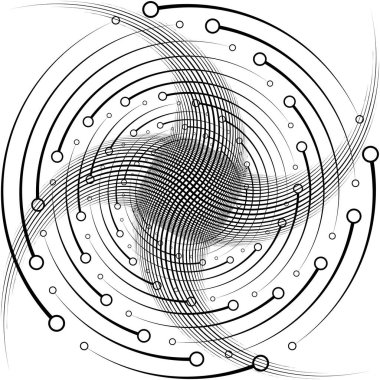Soyut sarmal, girdap, dönme vektörü örtüşüyor. Volute, helix, koklear vertigo dairesel, geometrik çizim. Soyut çember