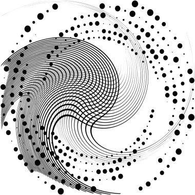 Soyut sarmal, girdap, dönme vektörü örtüşüyor. Volute, helix, koklear vertigo dairesel, geometrik çizim. Soyut çember