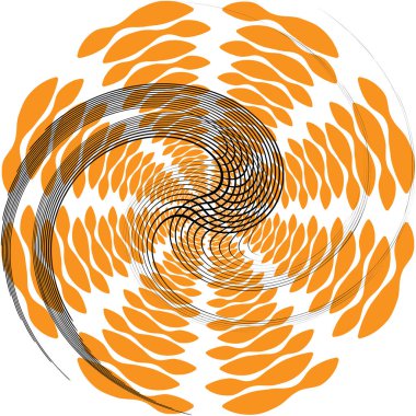 Soyut sarmal, girdap, dönme vektörü örtüşüyor. Volute, helix, koklear vertigo dairesel, geometrik çizim. Soyut çember