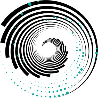 Soyut sarmal, girdap, dönme vektörü örtüşüyor. Volute, helix, koklear vertigo dairesel, geometrik çizim. Soyut çember