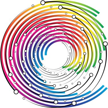 Soyut sarmal, girdap, dönme vektörü örtüşüyor. Volute, helix, koklear vertigo dairesel, geometrik çizim. Soyut çember