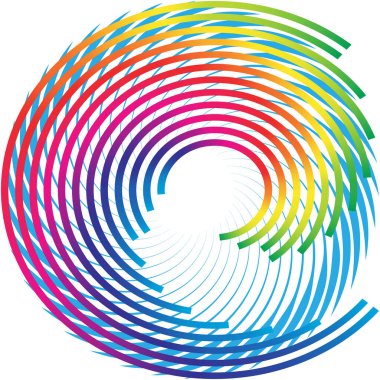 Soyut sarmal, girdap, dönme vektörü örtüşüyor. Volute, helix, koklear vertigo dairesel, geometrik çizim. Soyut çember