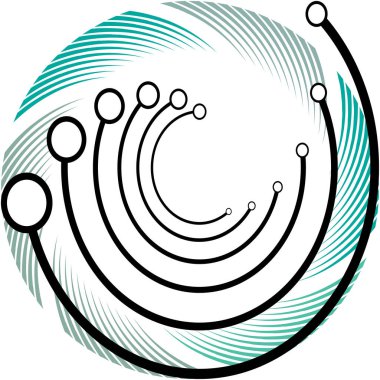 Soyut sarmal, girdap, dönme vektörü örtüşüyor. Volute, helix, koklear vertigo dairesel, geometrik çizim. Soyut çember