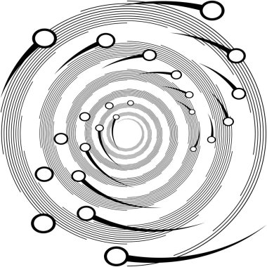 Soyut sarmal, girdap, dönme vektörü örtüşüyor. Volute, helix, koklear vertigo dairesel, geometrik çizim. Soyut çember