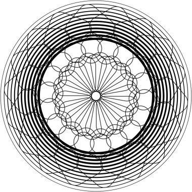 Soyut sarmal, girdap, dönme vektörü örtüşüyor. Volute, helix, koklear vertigo dairesel, geometrik çizim. Soyut çember