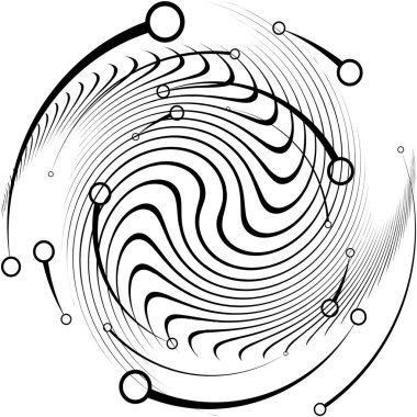 Soyut sarmal, girdap, dönme vektörü örtüşüyor. Volute, helix, koklear vertigo dairesel, geometrik çizim. Soyut çember