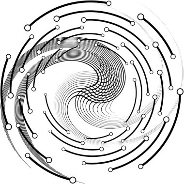Soyut sarmal, girdap, dönme vektörü örtüşüyor. Volute, helix, koklear vertigo dairesel, geometrik çizim. Soyut çember