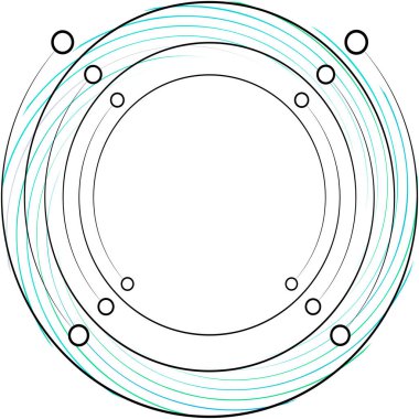 Soyut sarmal, girdap, dönme vektörü örtüşüyor. Volute, helix, koklear vertigo dairesel, geometrik çizim. Soyut çember