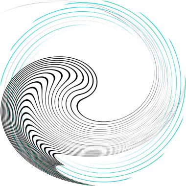 Soyut sarmal, girdap, dönme vektörü örtüşüyor. Volute, helix, koklear vertigo dairesel, geometrik çizim. Soyut çember