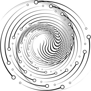 Soyut sarmal, girdap, dönme vektörü örtüşüyor. Volute, helix, koklear vertigo dairesel, geometrik çizim. Soyut çember