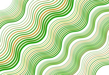 Renkli dalgalı, dalgalı ve dalgalı, dalgalı köşegen, eski ve eğimli, eğik çizgiler, çizgiler soyut tasarım öğesi. Renkli yeşil arkaplan, desen ve doku