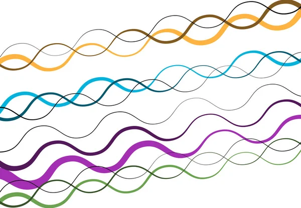 Colorful Wavy Waving Undulating Billowy Diagonal Olbique Slanting Skew Tilt — Stock Vector