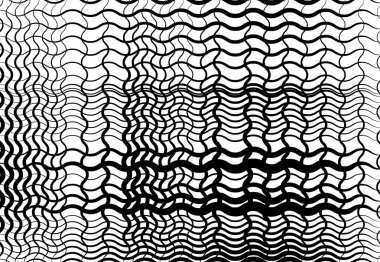 Şebeke, dalgalı, dalgalı, dalgalı, dalgalı çizgiler. Soyut siyah beyaz, gri tonlama arkaplan, doku, arkaplan ve desen