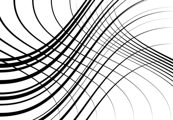 グリッド波状の 弱々しい線のメッシュ 要旨黒と白 グレースケールの背景 背景とパターン — ストックベクタ